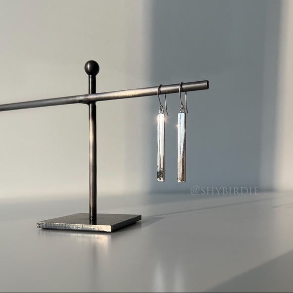 NEW Cast Sterling Silver Bar Drop Earrings - Picture 4 of 8